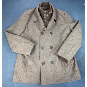 NEW Kenneth Cole New York Chestnut Double-Breasted Peacoat Men's XXL Wool Blend
